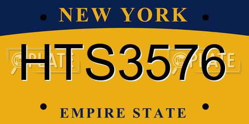 HTS3576 New York License Plate
