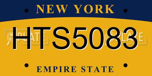 HTS5083 New York License Plate