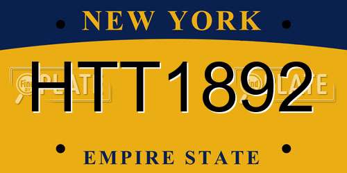 HTT1892 New York License Plate
