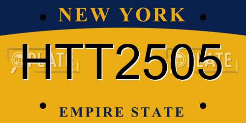 HTT2505 New York License Plate
