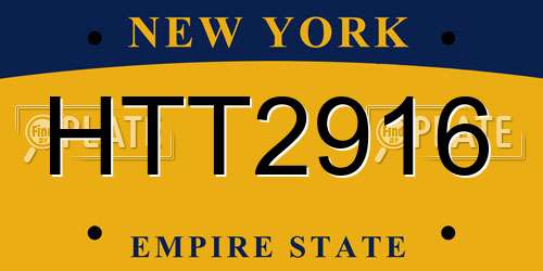 HTT2916 New York License Plate