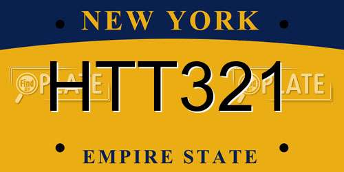 HTT321 New York License Plate