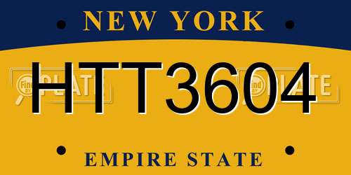 HTT3604 New York License Plate