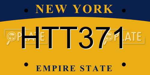 HTT371 New York License Plate