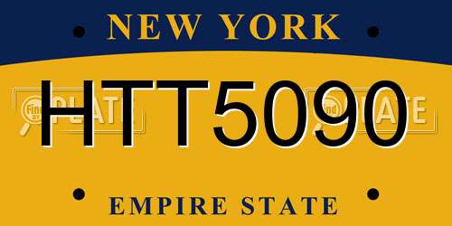 HTT5090 New York License Plate