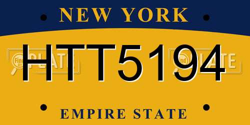 HTT5194 New York License Plate