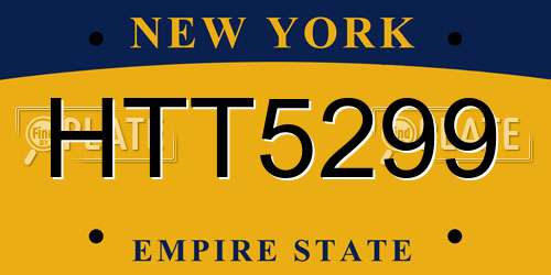 HTT5299 New York License Plate