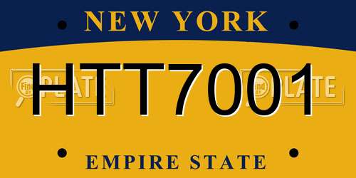 HTT7001 New York License Plate