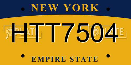 HTT7504 New York License Plate