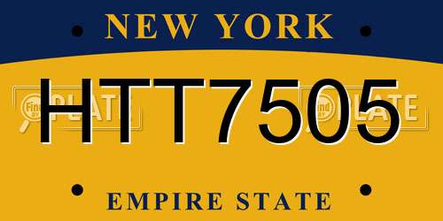 HTT7505 New York License Plate