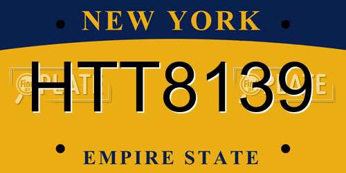 HTT8139 New York License Plate