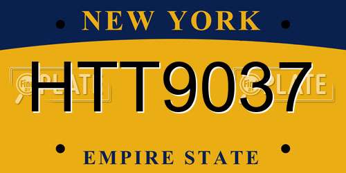HTT9037 New York License Plate