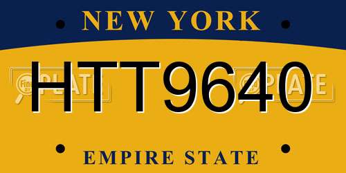 HTT9640 New York License Plate