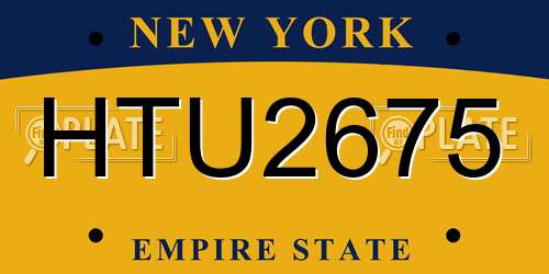 HTU2675 New York License Plate
