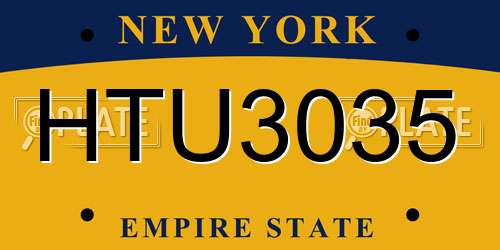 HTU3035 New York License Plate