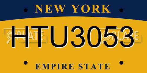 HTU3053 New York License Plate