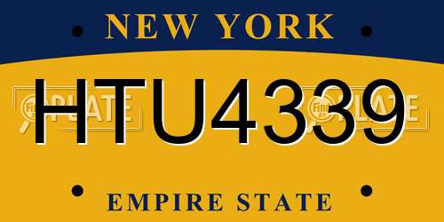 HTU4339 New York License Plate