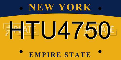 HTU4750 New York License Plate