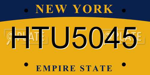 HTU5045 New York License Plate