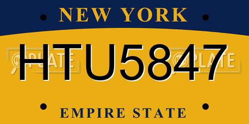HTU5847 New York License Plate
