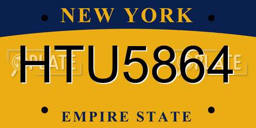 HTU5864 New York License Plate