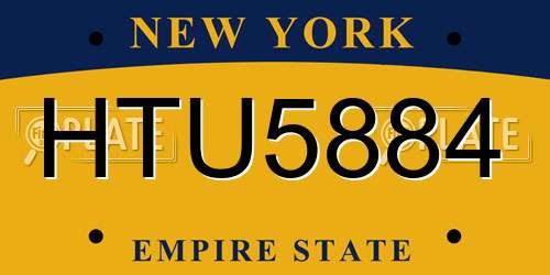 HTU5884 New York License Plate