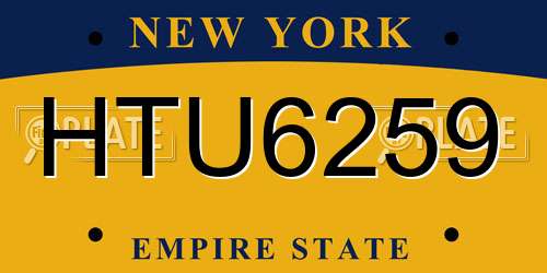 HTU6259 New York License Plate
