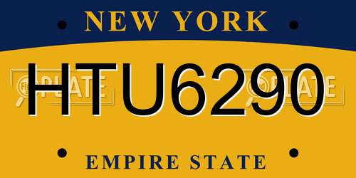 HTU6290 New York License Plate