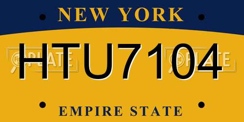 HTU7104 New York License Plate