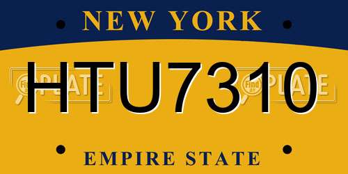 HTU7310 New York License Plate