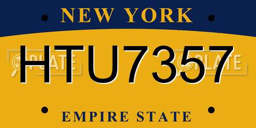HTU7357 New York License Plate