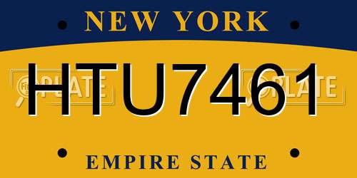 HTU7461 New York License Plate