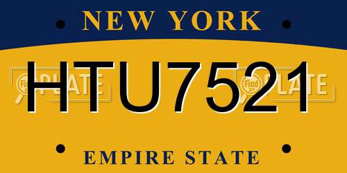 HTU7521 New York License Plate