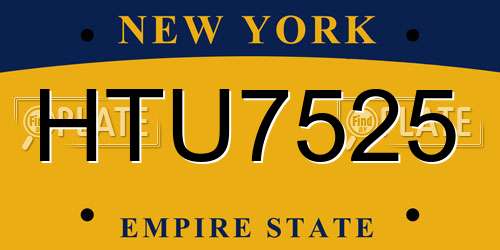 HTU7525 New York License Plate