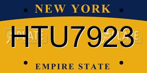 HTU7923 New York License Plate