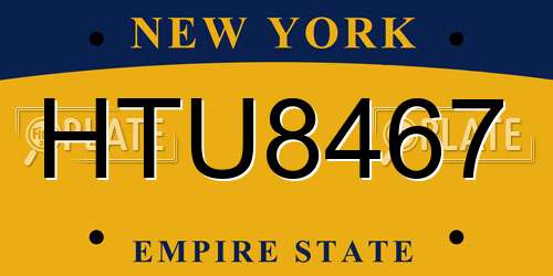 HTU8467 New York License Plate