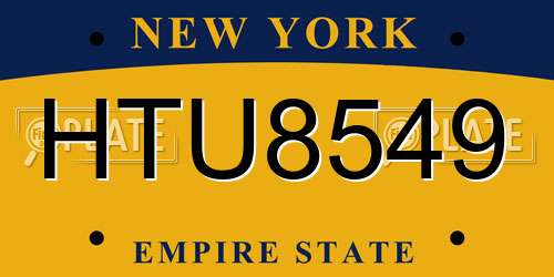HTU8549 New York License Plate