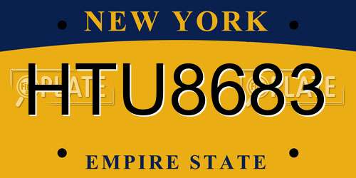 HTU8683 New York License Plate