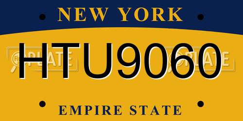 HTU9060 New York License Plate