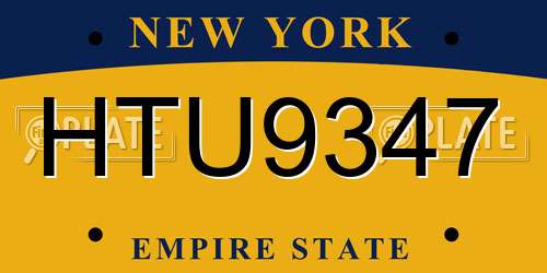 HTU9347 New York License Plate