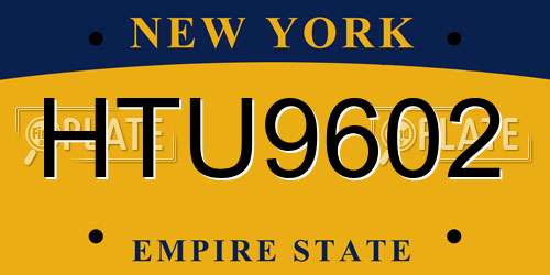 HTU9602 New York License Plate