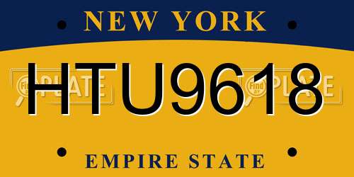 HTU9618 New York License Plate