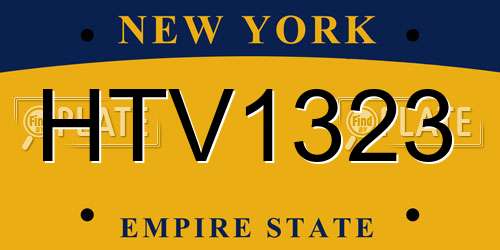 HTV1323 New York License Plate