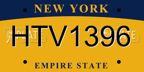HTV1396 New York License Plate