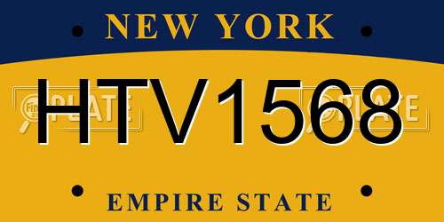 HTV1568 New York License Plate