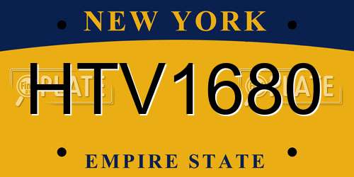 HTV1680 New York License Plate