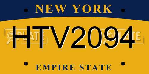 HTV2094 New York License Plate