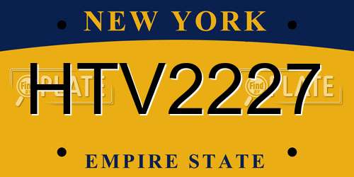HTV2227 New York License Plate
