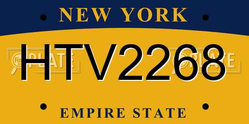 HTV2268 New York License Plate