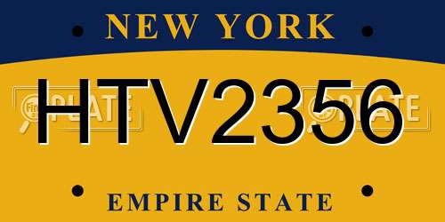HTV2356 New York License Plate